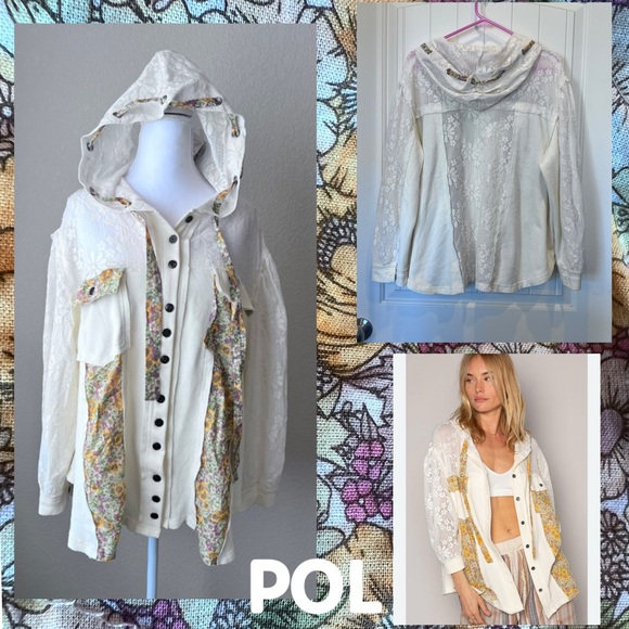 POL Floral Material & Lace Hooded Jacket Sz Medium NWT - Picture 5 of 16